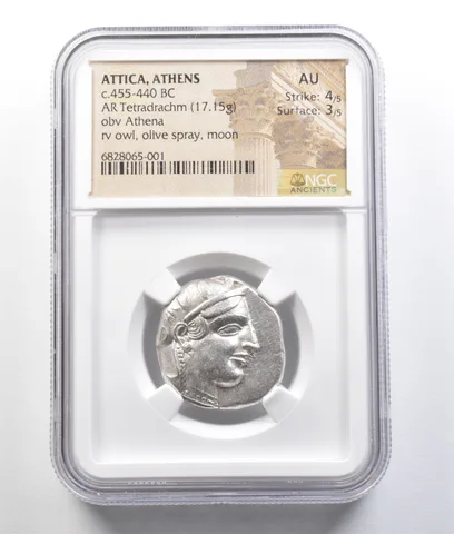 C. 455-440 BC Attica Athens AR Tetradrachm 17.15g AU NGC *9421