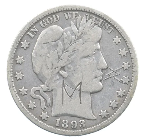 1893-O Barber Half Dollar Graffiti *0069