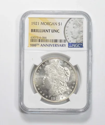 1921 Morgan Silver Dollar BU 100th Ann 2021 Special Label MS Unc NGC