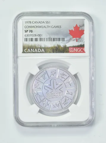 1978 SP70 Canadian $1 Silver Dollar Commonwealth Games NGC Canada Lbl