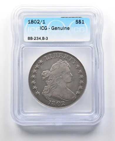 1802/1 Draped Bust Silver Dollar BB-234, B-3 ICG *2059