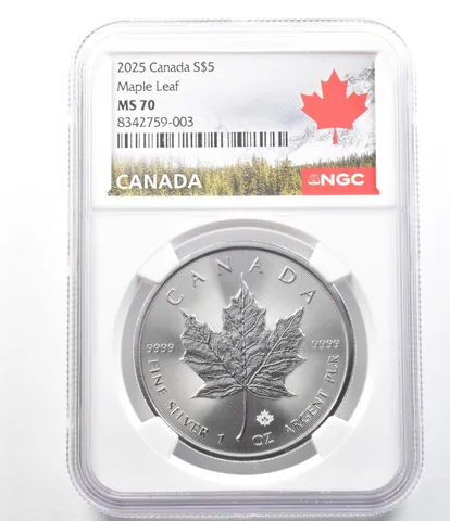 2025 Canada 5 Dollars Silver Maple Leaf MS70 NGC Spl Label