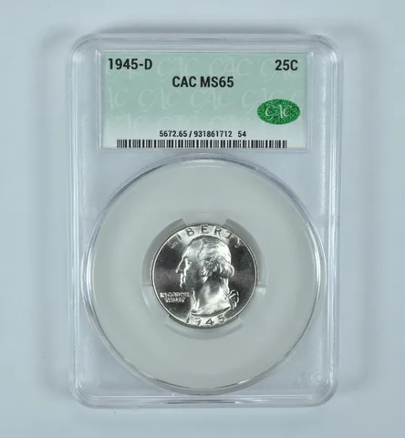 1945-D Washington Quarter MS65 CAC CACg