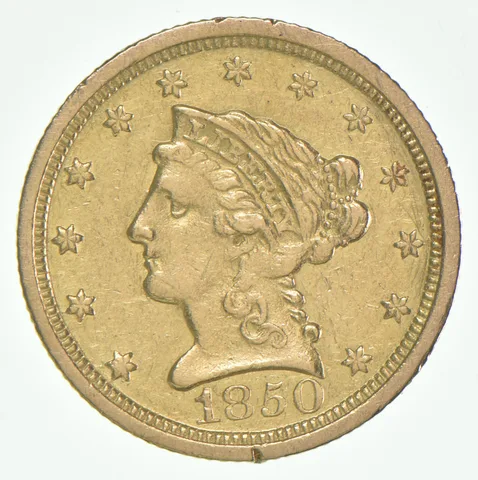1850-O $2.50 Liberty Head Gold Quarter Eagle No motto Slant 5 *6448
