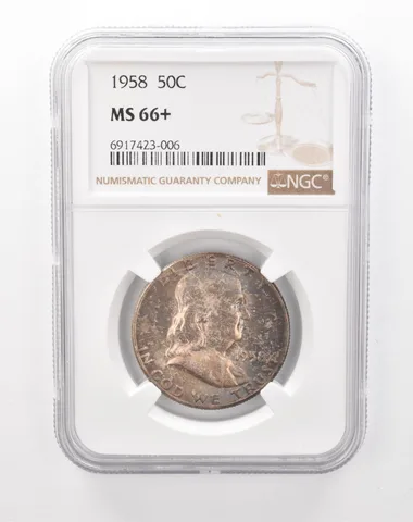 1958 Franklin Half Dollar MS66+ NGC Beautiful Tone *0931