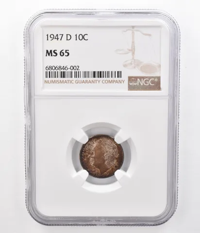 1947-D Roosevelt Dime MS65 NGC Beautifully Toned *8621