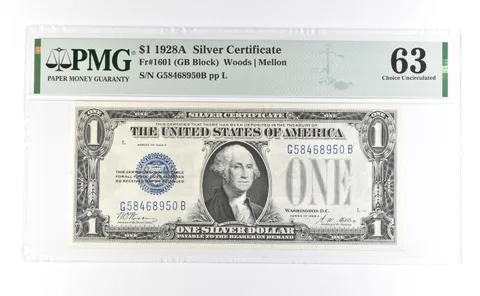 1928 A $1 Silver Certificate Fr#1601 Choice Unc 63 PMG *7004