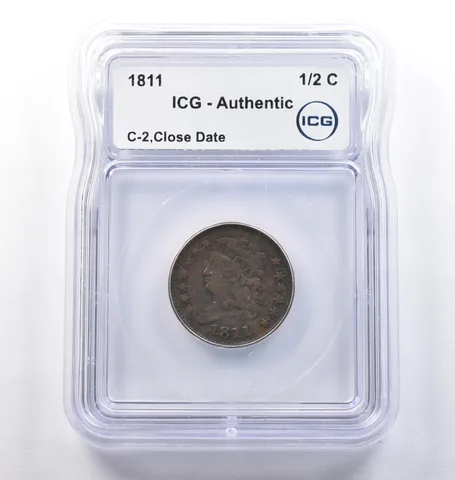 1811 Capped Bust Half Cent C-2 Close Date Authentic ICG *3790