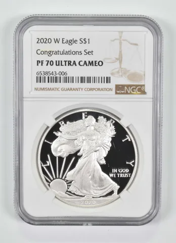 2020-W American Silver Eagle Congratulations Set PF70 NGC Brown Label