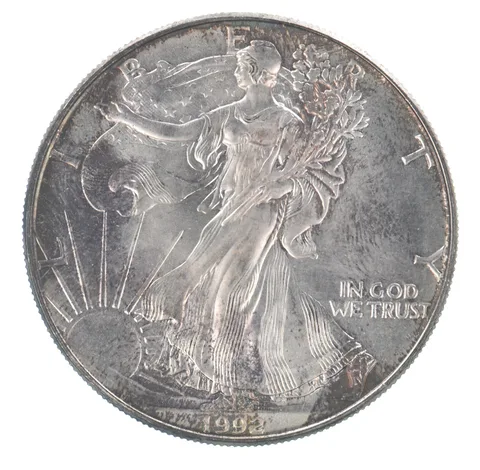 Beautiful Toned - 1992 American Silver Eagle 1 Troy Oz .999 Fine Silver *092