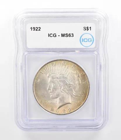 1922 Peace Silver Dollar MS63 ICG Beautiful Tone *9785