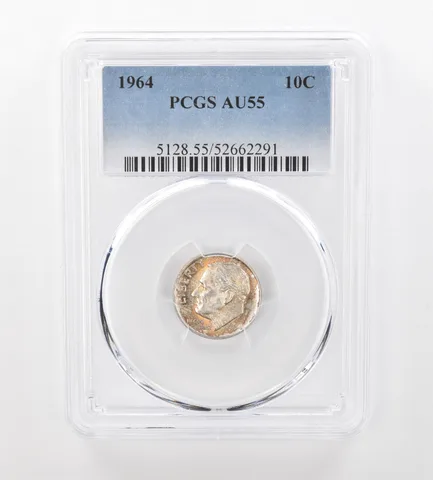 1964 Roosevelt Dime AU55 PCGS Beautiful Tone *1011