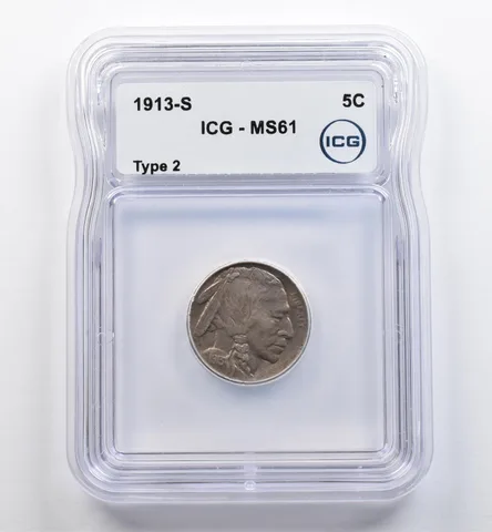 1913-S Indian Head Buffalo Nickel Type 2 MS61 ICG *9040