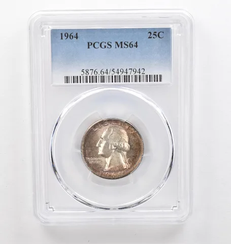 1964 Washington Quarter MS64 PCGS Beautiful Tone *0302
