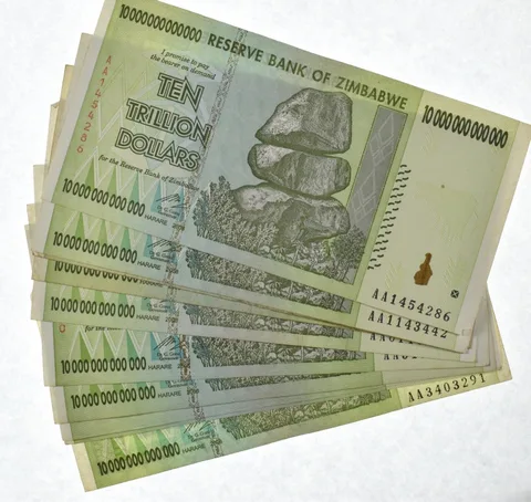 Lot of (10) 2008 10 TRILLION Dollar - Zimbabwe Note - 100/50 Series