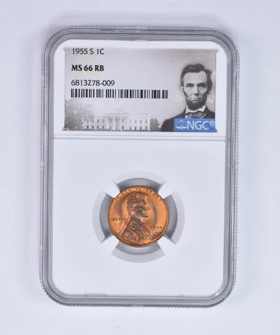 1955-S Lincoln Wheat Cent MS66 RB NGC Beautiful Tone a8062