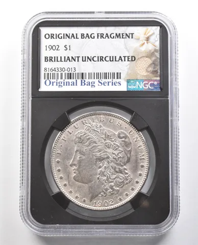 1902 Morgan Silver Dollar Original Bag Fragment BU NGC *4371