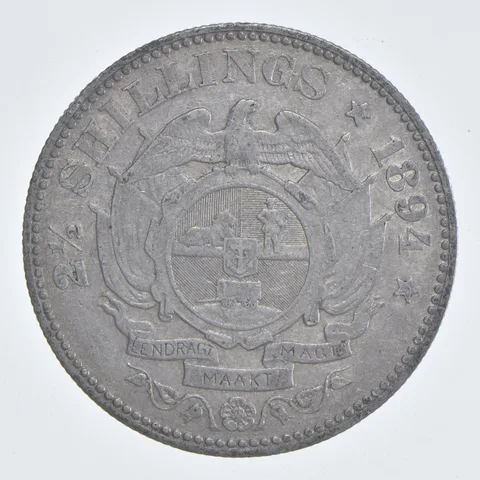 SILVER - WORLD Coin - 1894 South Africa 2 1/2 Shillings - World Silver Coin *835
