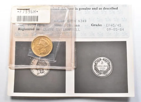 1854 $3 Indian Princess Head Gold Three Dollars EF45 ANACS *2703
