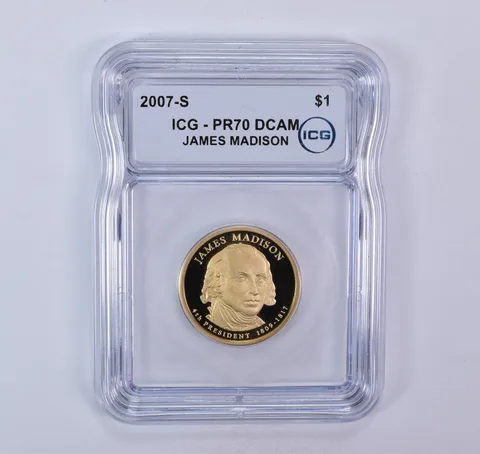 2007-S Presidential $1 James Madison PR70 DCAM ICG
