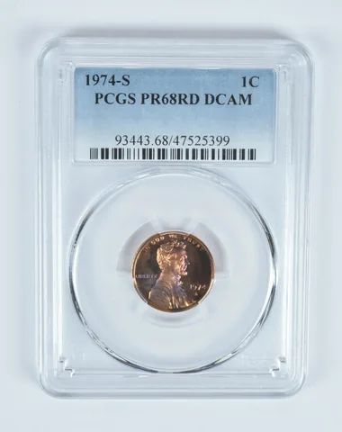 PR68 RD DCAM 1974-S Lincoln Memorial Cent PCGS Beautifully Toned *7513