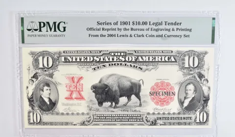 $10 1901 BEP BISON Intaglio Banknote PMG Graded Specimen Note