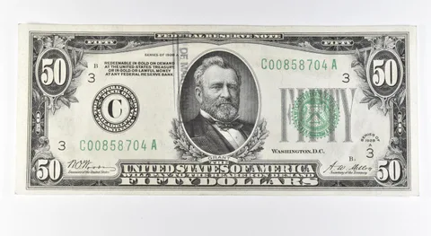 1928 A $50 Philadelphia PA FRN Gold Certificate Green Seal Fr#2101-C *9624