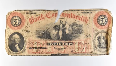 1861 $5 Virginia Bank Of The Commonwealth Obsolete Note *8218