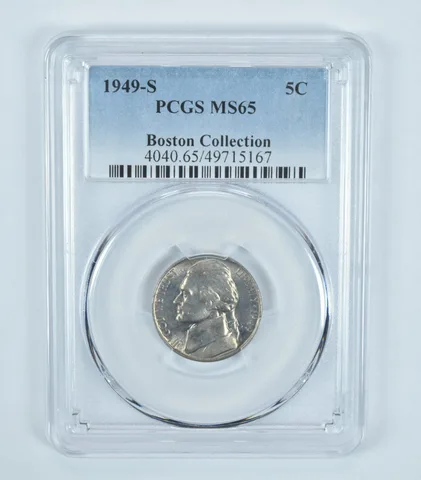 1949-S Jefferson Nickel Boston Collection MS65 PCGS Blue Label