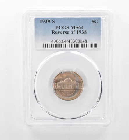 1939-S Reverse Of 1938 Jefferson Nickel MS64 PCGS Beautiful Tone *1778