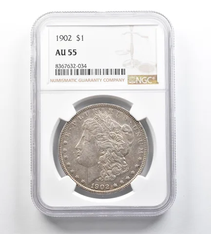 1902 Morgan Silver Dollar AU55 NGC *9201