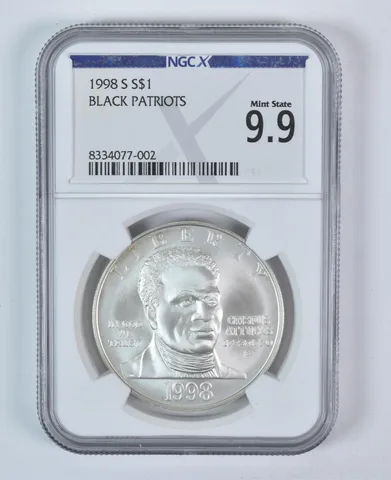 1998-S Black Patriots Commemorative Silver Dollar Mint State 9.9 NGC X NGCX
