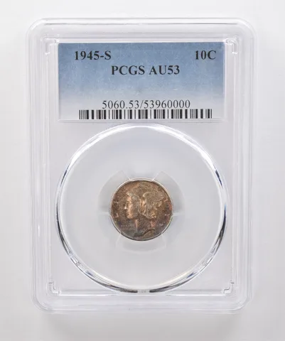 1945-S Mercury Dime AU53 PCGS Beautiful Tone *1840