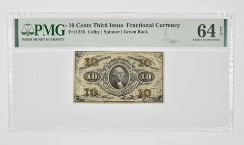 10 Cents 3rd Issue US Fractional Currency PMG 64 EPQ UNC Fr# 1255 *0923