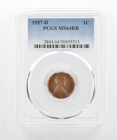 1957-D Lincoln Wheat Cent MS64 RB PCGS Beautiful Tone *3009