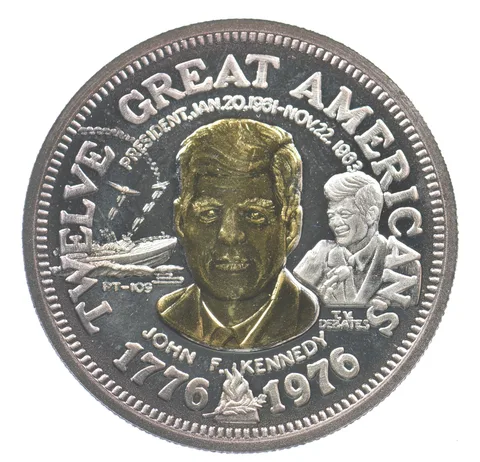 1976 Twelve Great Americans Gold/Silver Round John F Kennedy *9450