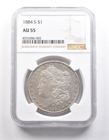 1884-S Morgan Silver Dollar AU55 NGC *5395