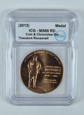 (2013) Bronze Medal Theodore Roosevelt Coin & Chronicles Set MS69 RD ICG
