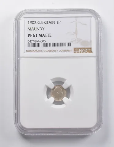 PF61 MATTE 1902 Great Britain 1 Penny Maundy NGC *7068