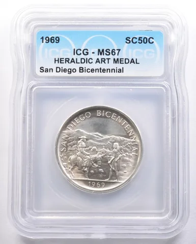 1969 So Called Half Dollar San Diego Bicentennial MS67 ICG