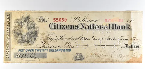 1914 Baltimore MD Citizens National Bank Check $13.99 *8542