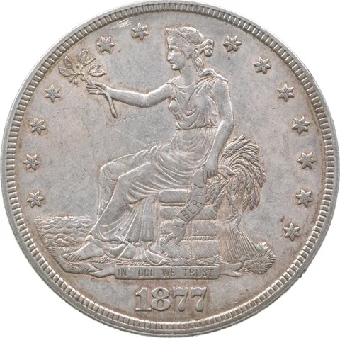 1877 Seated Liberty Trade Dollar a9484