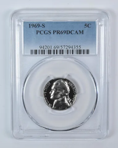 1969-S Jefferson Nickel PR69 DCAM PCGS Blue Label