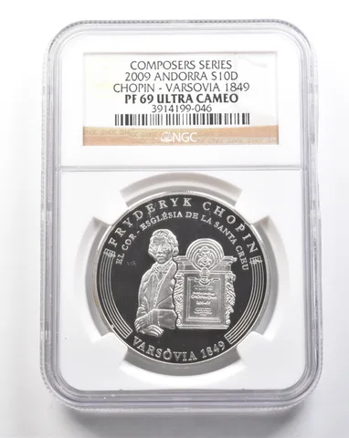 2009 Andorra Diner Silver Chopin Varsovia 1849 PF69 UCAM NGC *7461