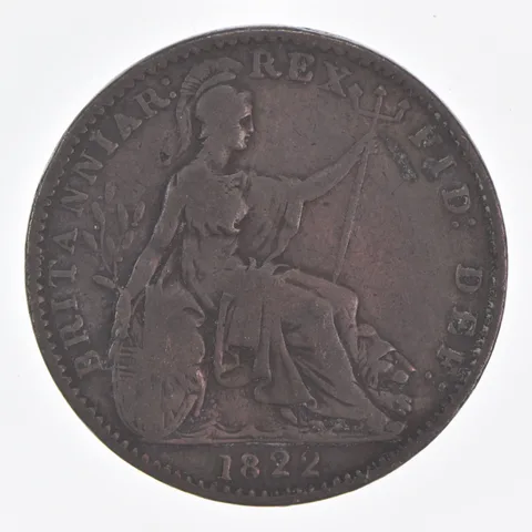 Better Date - 1822 United Kingdom 1 Farthing World Coin *046