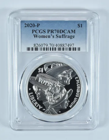 2020-P Women's Suffrage Commemorative Silver Dollar PR70 DCAM PCGS