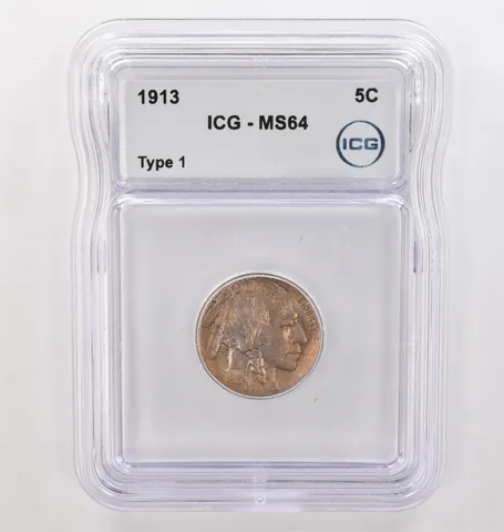 1913 Indian Head Buffalo Nickel Type 1 MS64 ICG Beautiful Tone *4163