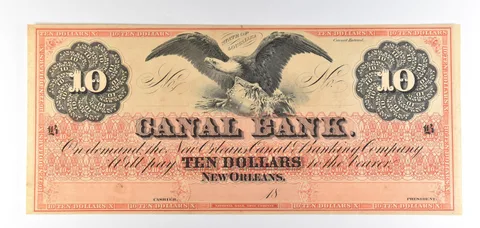 1800s $10 New Orleans LA Canal Bank Obsolete Note *8849