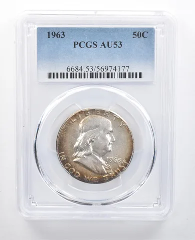 1963 Franklin Half Dollar AU53 PCGS Peripheral Tone *7688