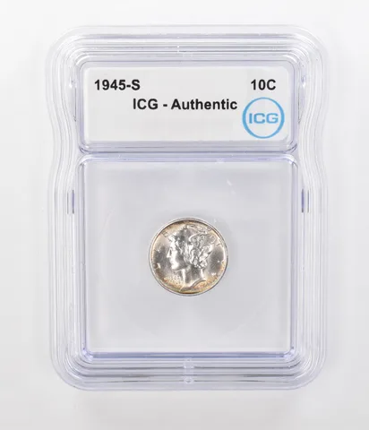 1945-S Mercury Dime Authentic ICG Peripheral Tone *1280